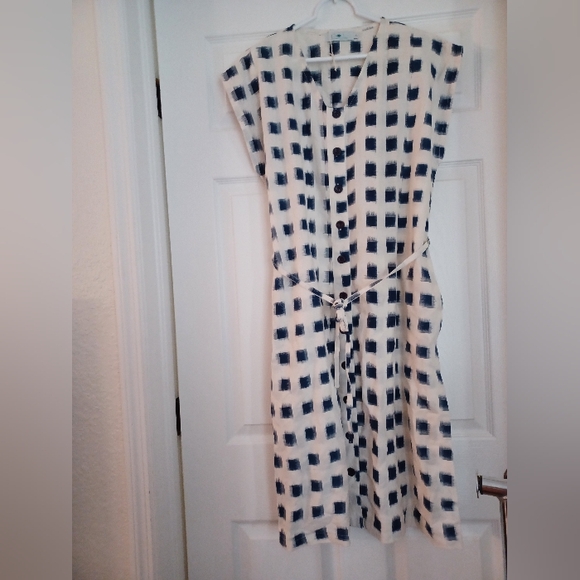 Passion Lilie Womens Size XL Chic Blue and White Checkered Button Down Dress - Picture 2 of 9